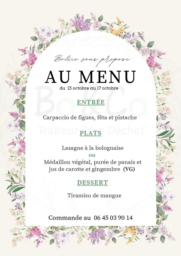 Menu du 13 octobre au 17 octobre