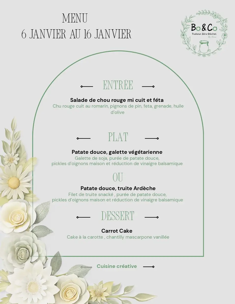 Menu du 6 janvier au 16 janvier 2026