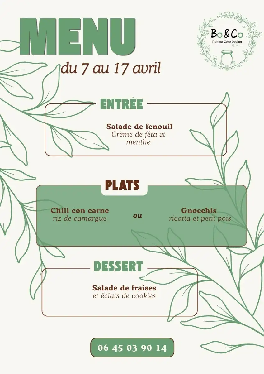Menu du 7 au 17 avril 2026