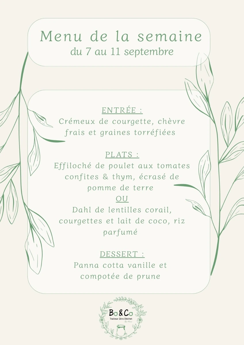Menu du 7 septembre 2026